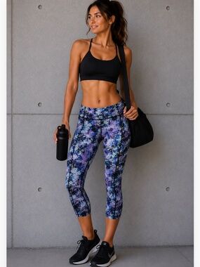 Lululemon Fast & Free Capri Leggings Multi Sz 4 Athletic Gym Yoga Performance